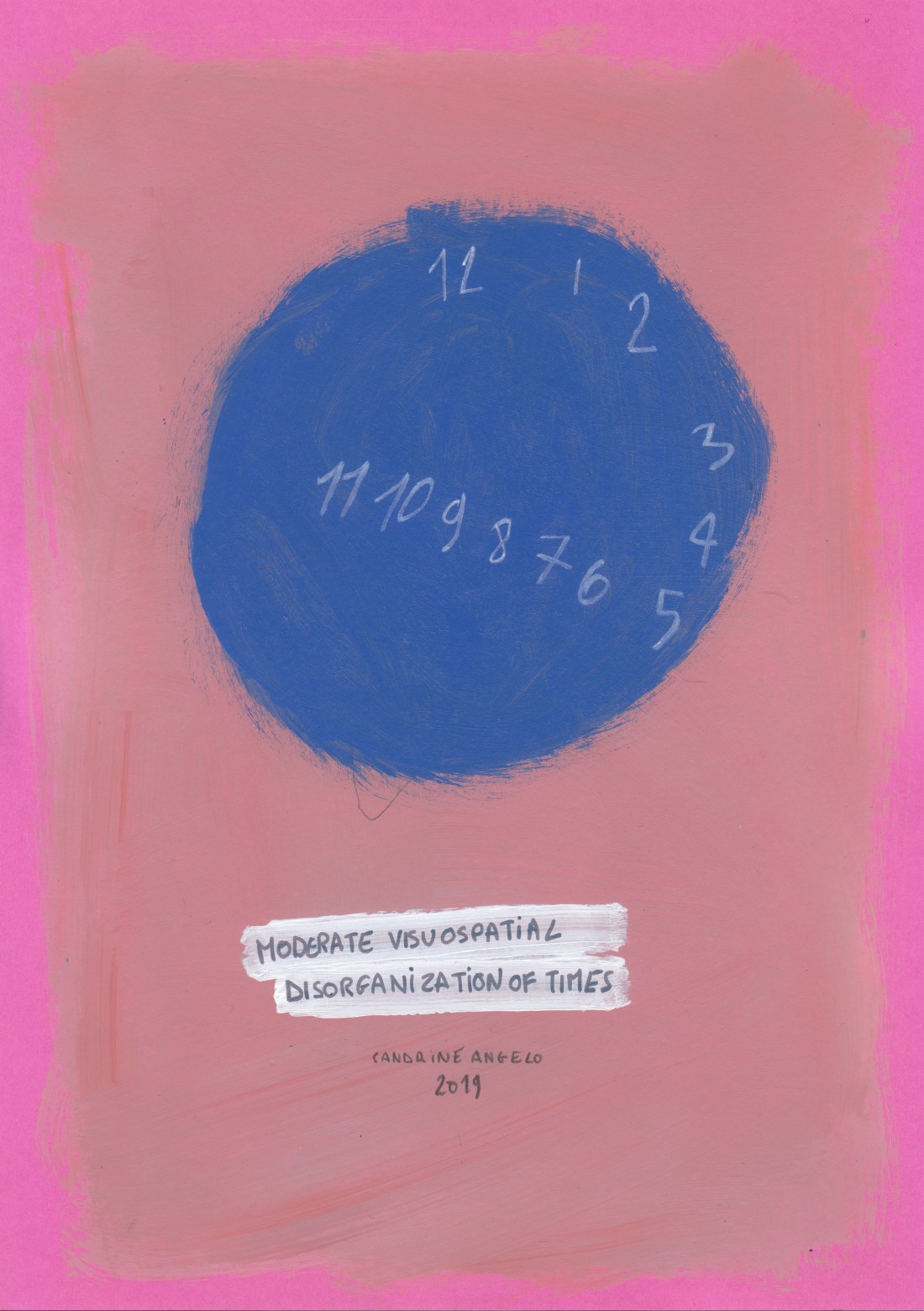 The Clock Drawing Test, acrylic on paper, Sandrine Angelo, 2019